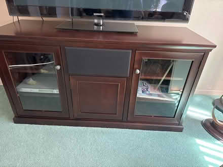 Photo of free TV wood cabinet. 4’ 9”W x 30” H (Mission Valley) #1