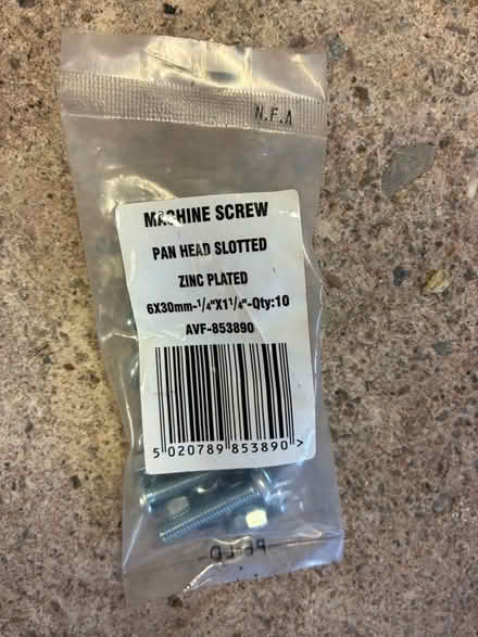 Photo of free 10 pan head slotted Zinc plated machine screws 6 x 30 mm (Great Boughton CH3) #1