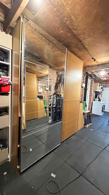 Photo of free IKEA Pax Wardrobe with sliding Mirrored and Oak Doors (Marden NE30) #1