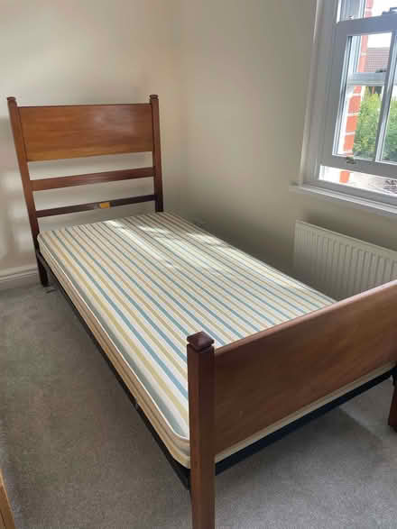 Photo of free A single bedframe with wooden headboard and base (Bishop Sutton BS39) #2