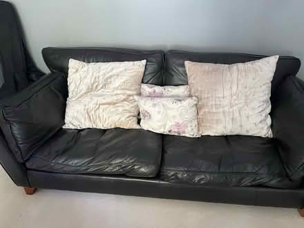 Photo of free Brown leather 3 seater sofa (Woodford Green) #1