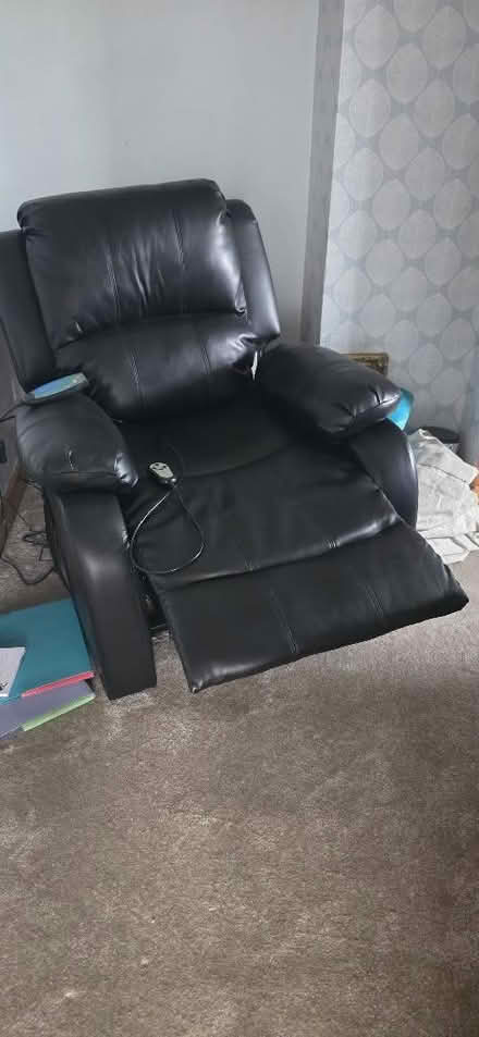 Photo of free Black leather recliner chair (Vale LA1) #2