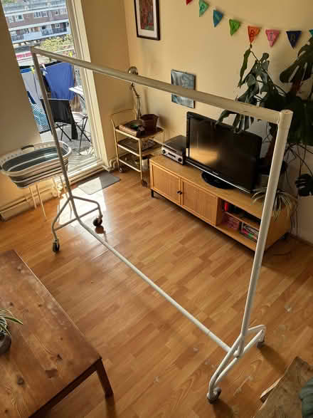 Photo of free white clothes rail with wheels (Hackney E9) #4