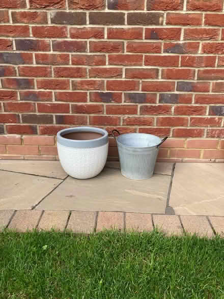 Photo of free Two outdoor pots, one ceramic and one metal, to go together (Kempston MK42) #1