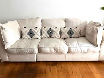 Photo of free Large 3-Seater Cream Fabric Sofa – Esher (KT10) – Must go! (Esher KT10) #2