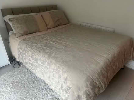 Photo of free Double Bed with upholstered headboard + mattress (Canonbury N1) #2