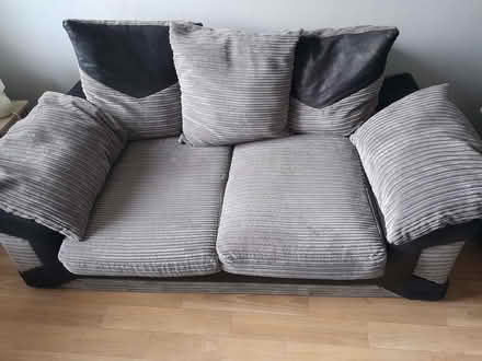 Photo of free Pair of Grey Jumbo Cord 2-Seater Sofas (Trimley St Martin IP11) #2