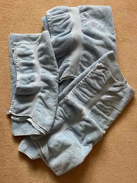 Photo of free Set of 3 light blue towels (misshapen but usable) (Cookham SL6) #1
