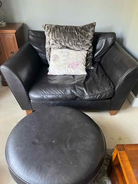Photo of free Brown leather 3 seater sofa (Woodford Green) #4