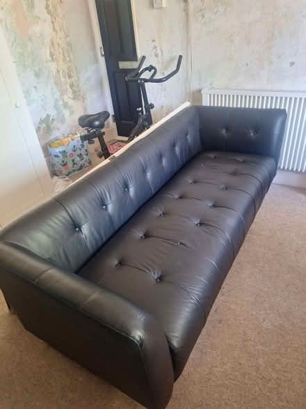 Photo of free Black leather sofa (Evercreech BA4) #1