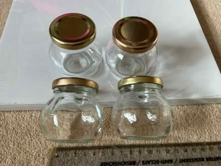 Photo of free 4 small pot-bellied glass jars (Cookham SL6) #1