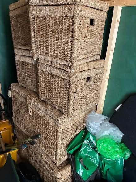 Photo of free Various sized wicker storage boxes (Dundrum) #1
