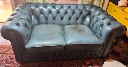 Photo of free Blue chesterfield sofa 2 seat (Kirkby in Ashfield NG17) #1