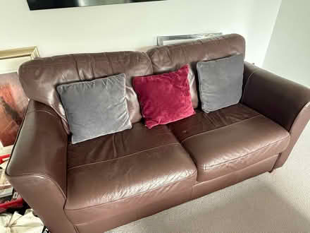 Photo of free Brown Leather 2 and 3 Seater Sofas (Byley CW10) #2