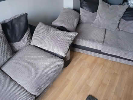 Photo of free Pair of Grey Jumbo Cord 2-Seater Sofas (Trimley St Martin IP11) #4