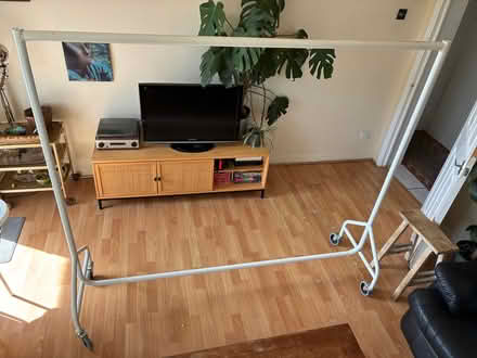 Photo of free white clothes rail with wheels (Hackney E9) #1