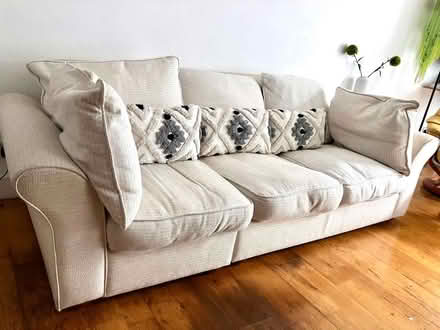 Photo of free Large 3-Seater Cream Fabric Sofa – Esher (KT10) – Must go! (Esher KT10) #1