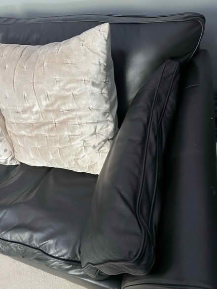 Photo of free Brown leather 3 seater sofa (Woodford Green) #2
