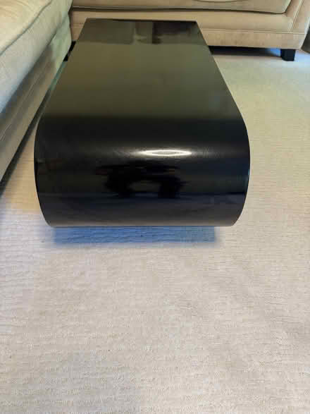 Photo of free Black lacquer tv stand with glass shelving (Holt Park LS16) #2