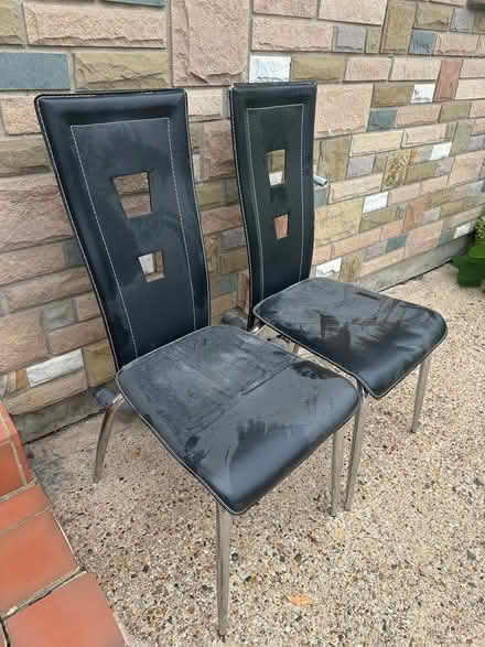 Photo of free Black leather and steel chairs (Barnet Gate EN5) #1