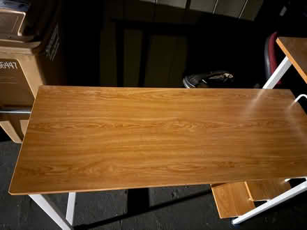 Photo of free Desk w wooden top, metal frame (1089 West Olive Avenue) #2