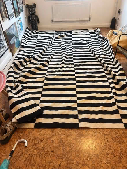 Photo of free IKEA black and white Stockholm rug (Greenfield, Saddleworth) #2