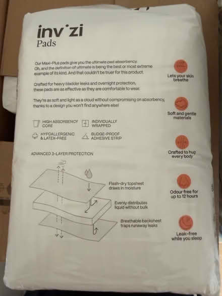 Photo of free 4 unopened packs: incontinence pads (Rahn Rd CM16) #2