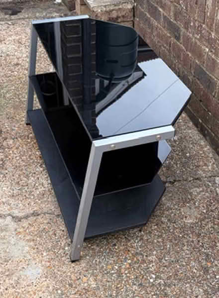 Photo of free TV stand 3 shelves glass and black ash finish (Eastbourne BN20) #2