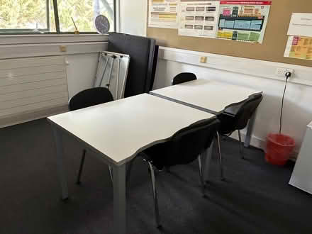 Photo of free 4 white desks & dividers (Elstree WD6) #1