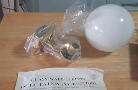 Photo of free Wall light gold colour with glass shade (Woodley RG6) #1