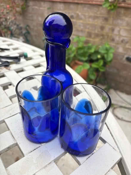 Photo of free 2 small blue glasses and 1 jug (Northchurch HP4) #1