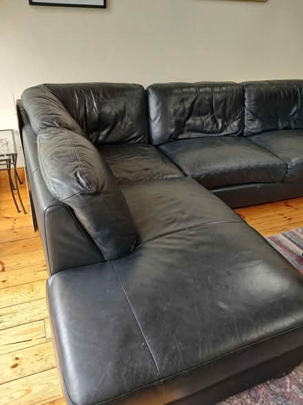 Photo of free L shaped black leather couch (Rathfarnham) #2