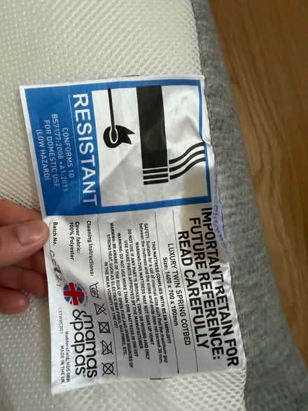 Photo of free Cotbed mattress (Cambrian Gate TW10) #1