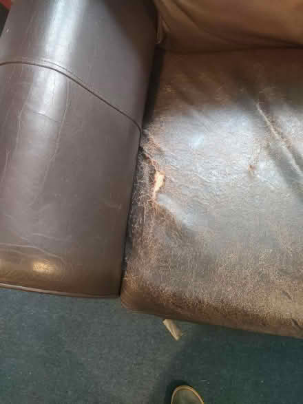 Photo of free Brown leather sofa (Cheam SM1) #3