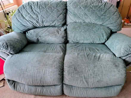 Photo of free Green 2-seater sofa with reclining seats fire resistant (Sandown PO36) #2