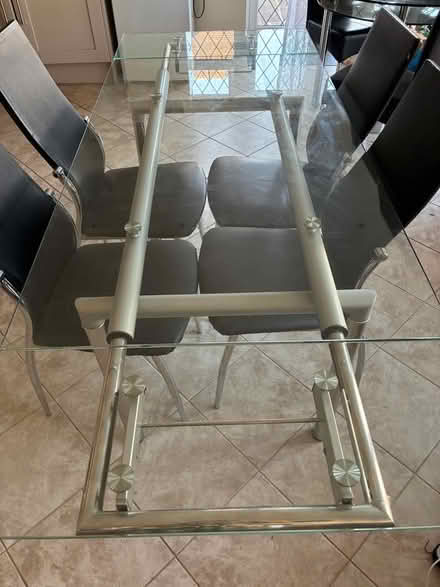 Photo of free Extendable glass table with 4 chairs (Hinchley Wood KT10) #2