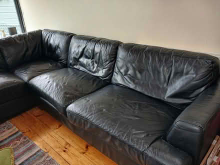 Photo of free L shaped black leather couch (Rathfarnham) #1