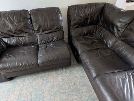 Photo of free Dark Brown leather corner sofa (Mold CH7) #3