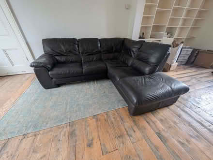 Photo of free Dark Brown leather corner sofa (Mold CH7) #1
