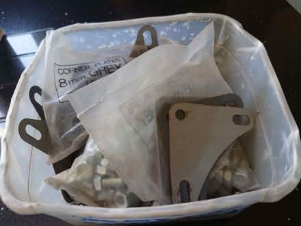 Photo of free Dexion shelving corner plates, nuts & bolts (Clerwood EH12) #1