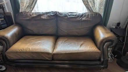 Photo of free Brown leather vintage Thomas Lloyd 3 seater 6 (Ystrad CF41) #2