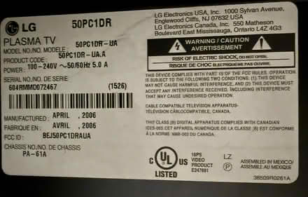 Photo of free 50” LG Plasma Flat Screen TV (The Broadlands) #2