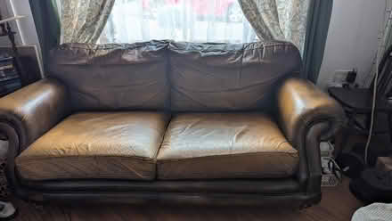 Photo of free Brown leather vintage Thomas Lloyd 3 seater 6 (Ystrad CF41) #1