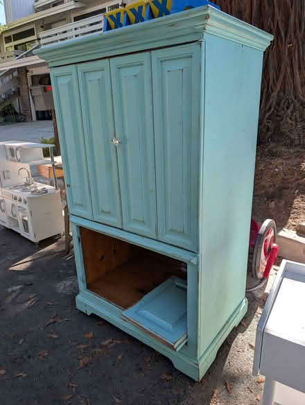Photo of free Beautiful lt green wooden cabinet (Foothill Boulevard Cupertino) #1