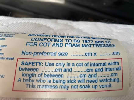 Photo of free Baby cot mattress ( 120 x 60 cms) (Penyffordd CH4) #2