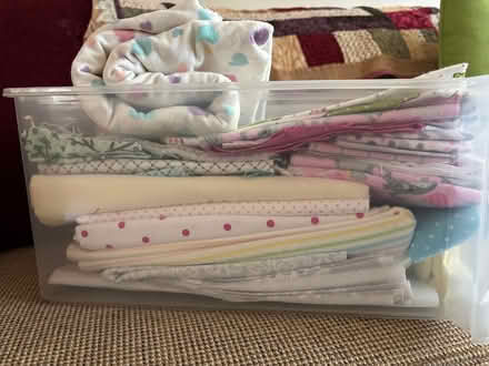 Photo of free Small box of quilt fabric scraps (Near Hobson/Woodridge Dr) #1