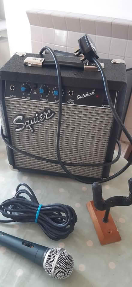 Photo of free Squires amp + microphone + bracket (Aldingbourne PO20) #1