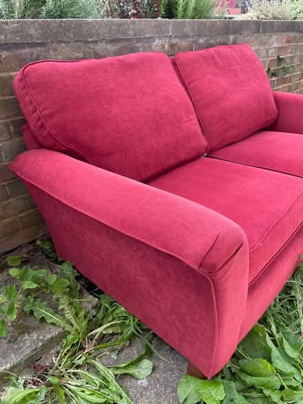 Photo of free Red 2 seater sofa outside today (Garthdee AB10) #4