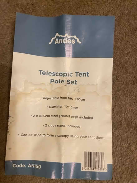 Photo of free Telescopic tent pole set (Wooburn Green HP10) #2