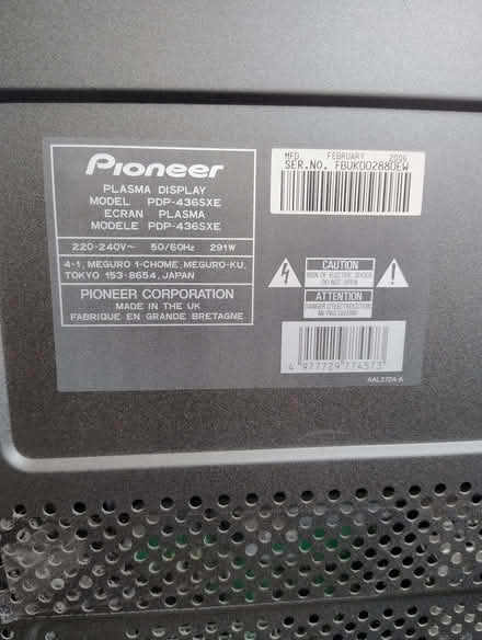 Photo of free Pioneer 43 inch Plasma TV in working order (Rottingdean BN2) #1